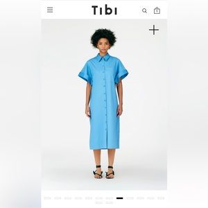 Tibi Eco Poplin Rolled Sleeve Shirtdress